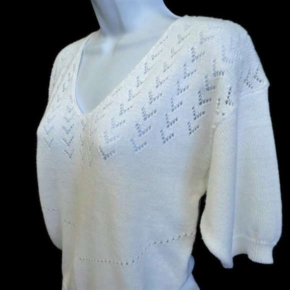 Pykettes Vintage Sweater Short Slv V Neck Arrows L - Picture 3 of 8